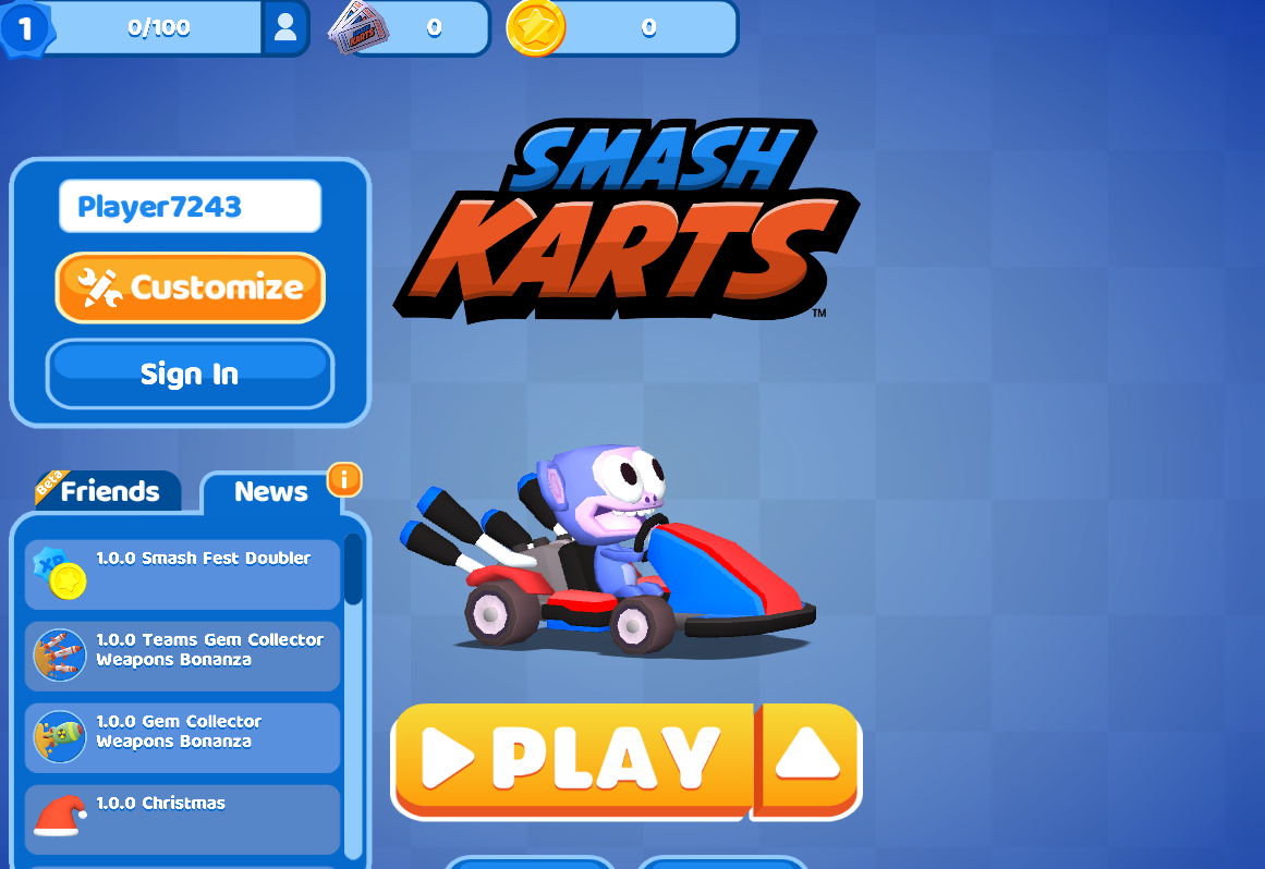 Smash Karts – Full screen, Unblocked , gameplay